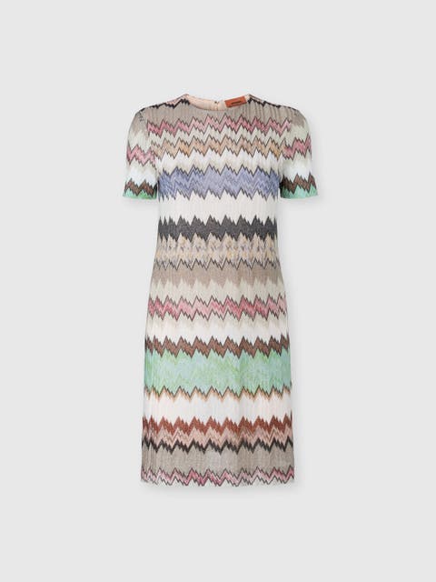 Mini Dress In Viscose Lamé With Short Sleeves