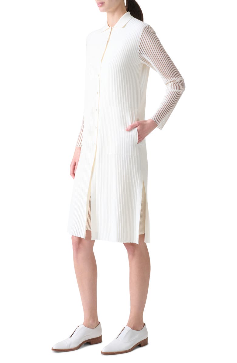 Akris Sheer Stripe Silk & Cotton Blend Coatigan, Alternate, color, Ecru