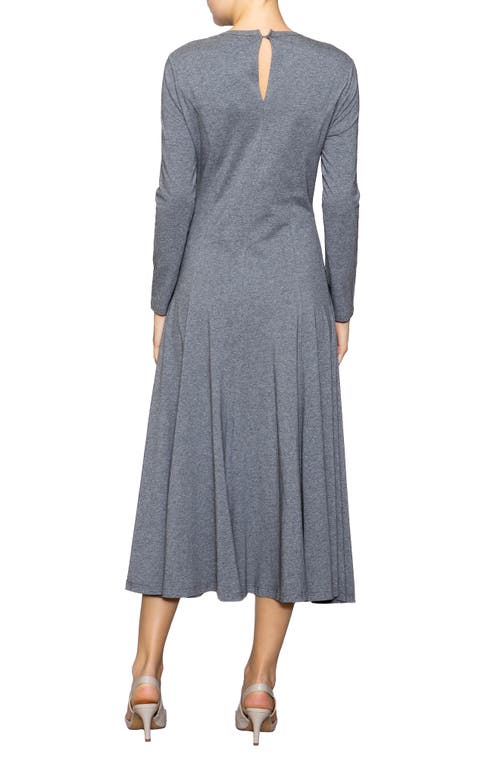 Melloday Seam Long Sleeve Knit Maxi Dress In Gray