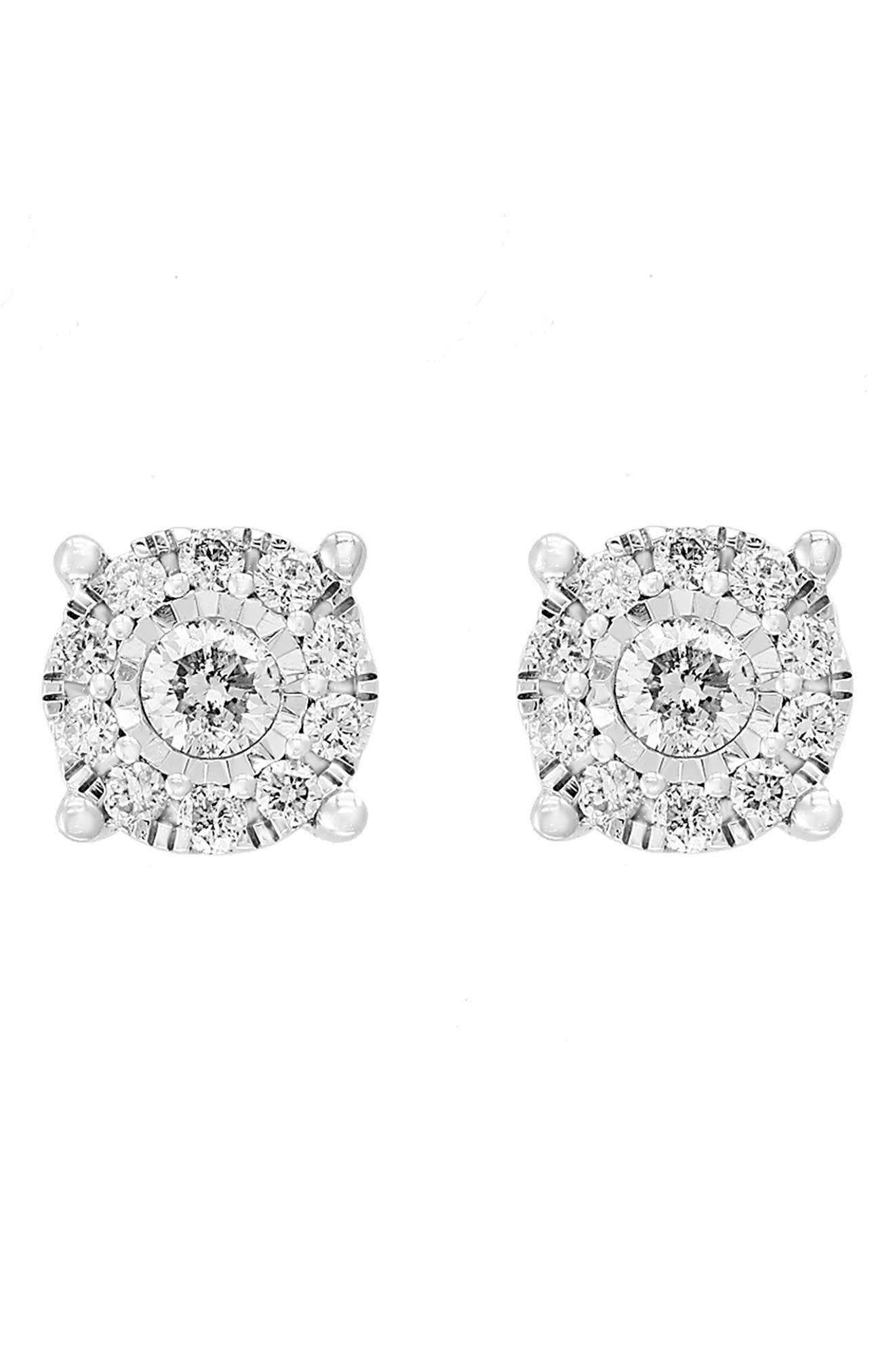 Diamond Cluster Stud Earrings