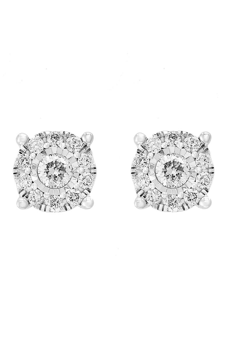 Diamond Cluster Stud Earrings, Main, color, SILVER