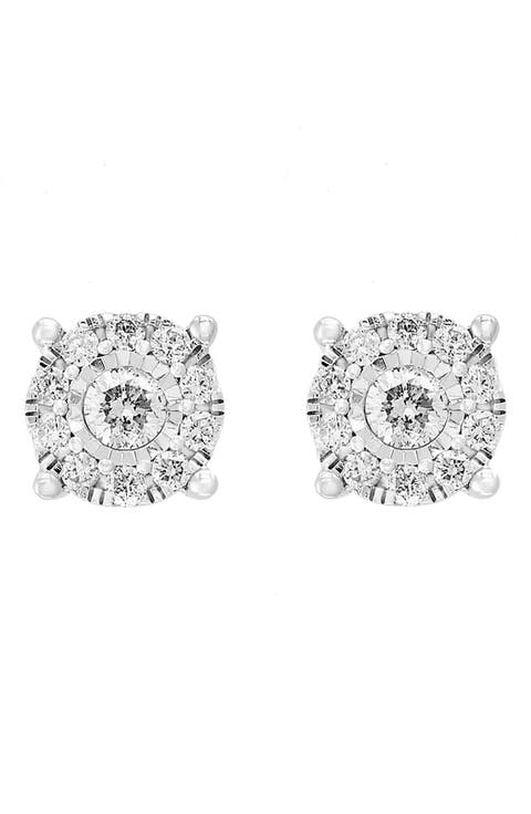 Diamond Cluster Stud Earrings
