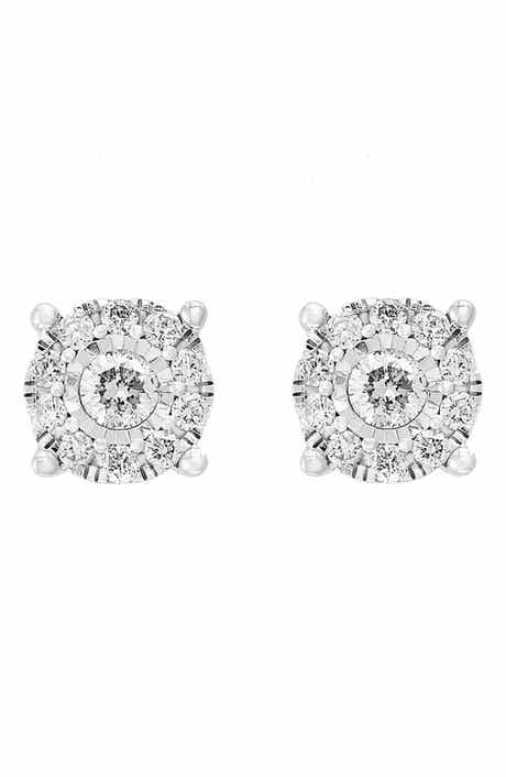 Diamond Cluster Stud Earrings