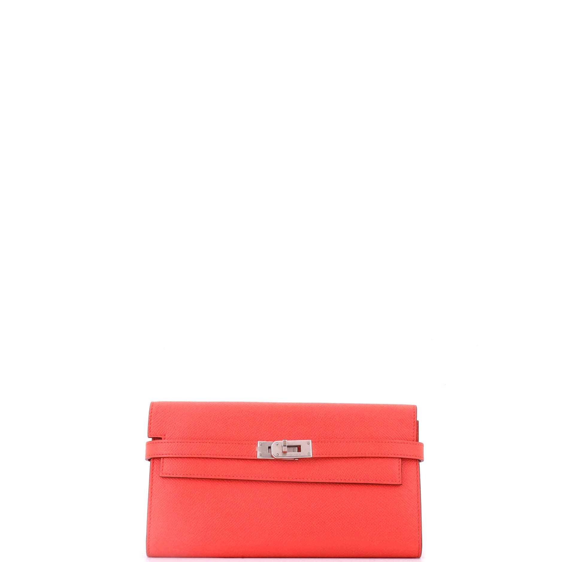 Pre-Owned Hermes Kelly Wallet Epsom Long, Main, color, Rouge Pivoine
