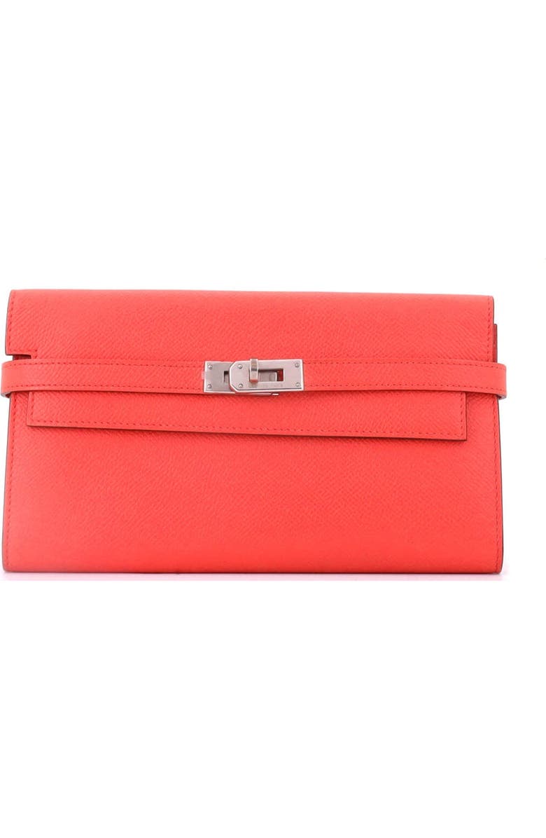Pre-Owned Hermes Kelly Wallet Epsom Long, Main, color, Rouge Pivoine