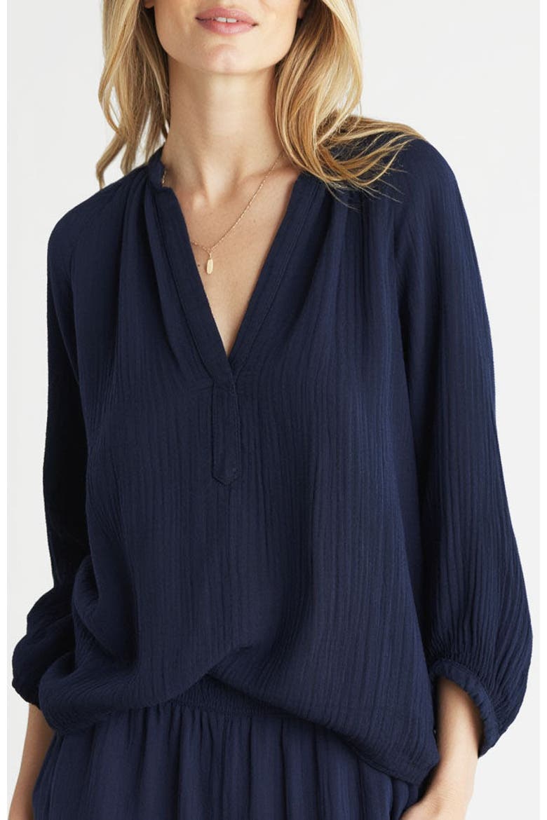 Gauze Top, Main, color, Navy