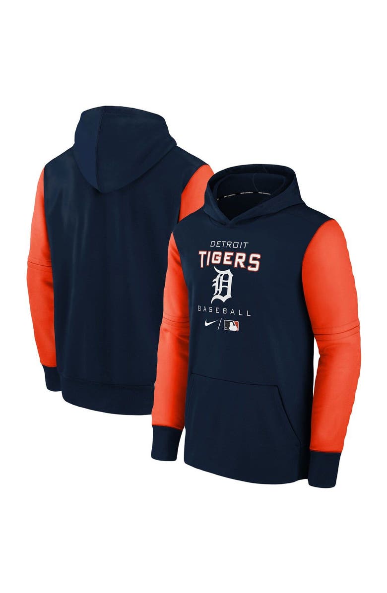 Nike Youth Nike Navy/Orange Detroit Tigers Authentic Collection Performance Pullover Hoodie, Alternate, color,