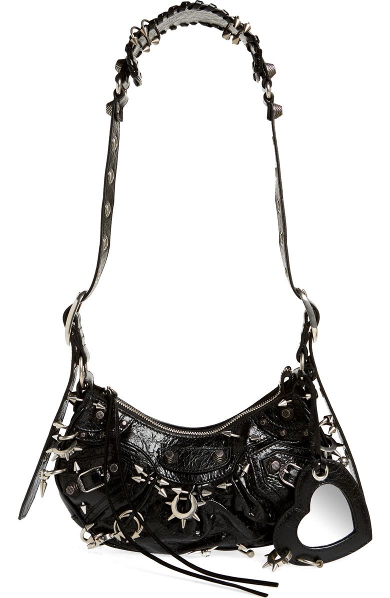 Balenciaga Extra Small Le Cagole Spikes Lambskin Leather Shoulder Bag, Main, color,