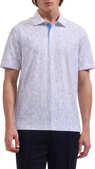 Bugatchi Valerian OoohCotton® Watercolor Tropical Print Polo