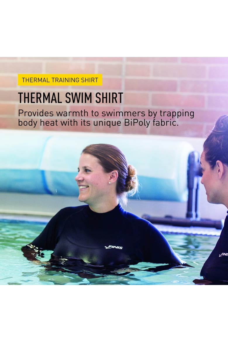 Thermal Swim Shirt Heat Retaining BiPoly Fabric UPF 50 and Up UV Protection Chlorine Resistant Adult, Alternate, color, Black