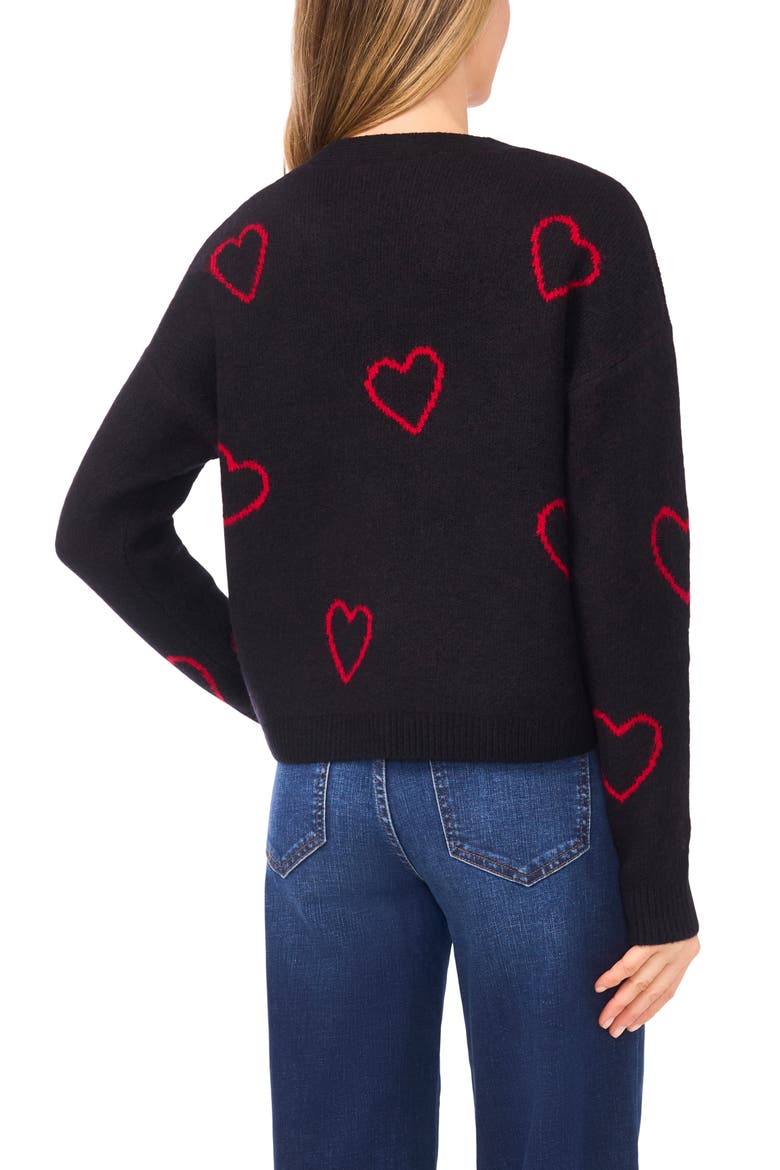 Heart Jacquard Cardigan, Alternate, color, RICH BLACK
