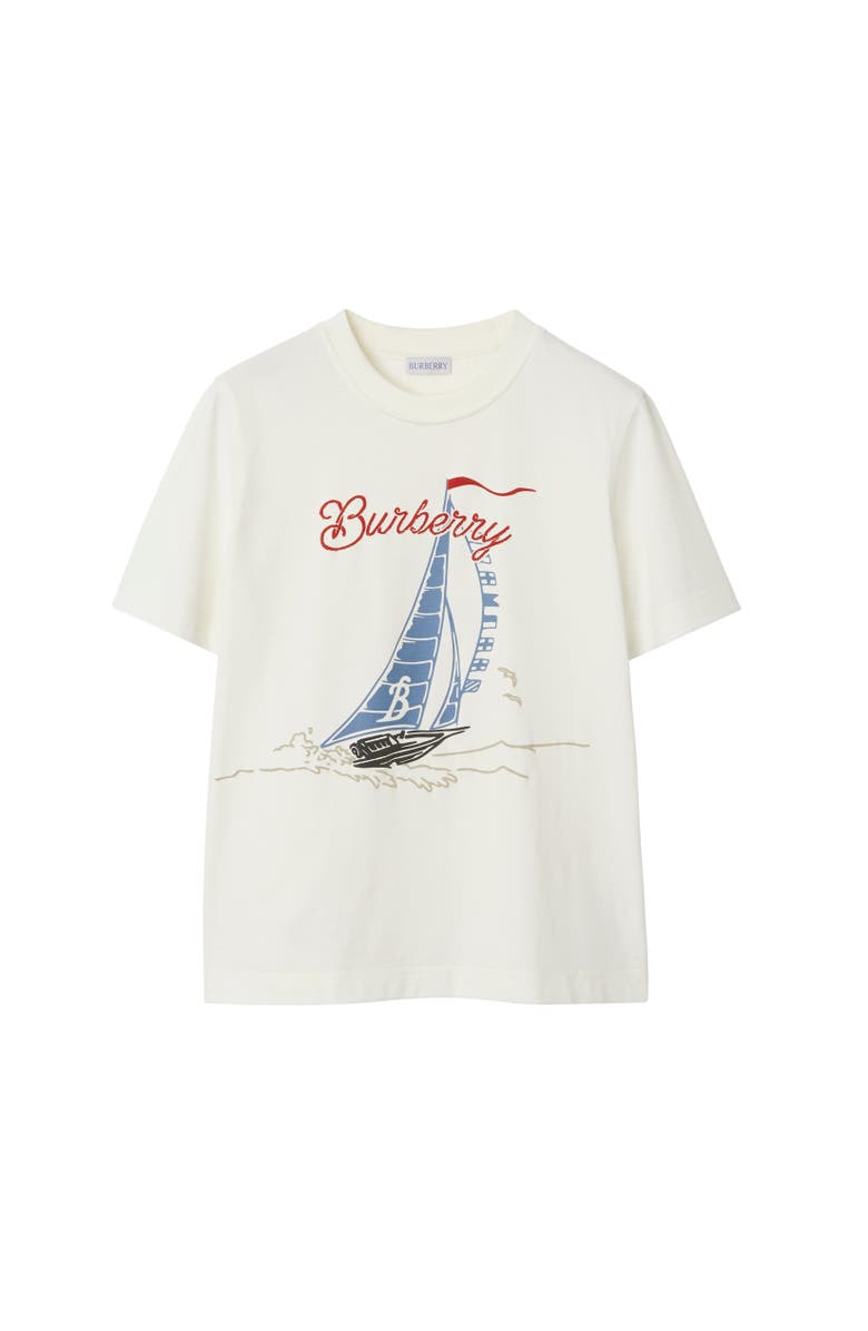 Burberry Sailboat Cotton T-shirt, Alternate, color, Chalk
