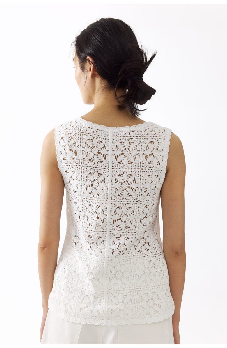 H&M Tie-front Pointelle-knit Top, Alternate, color, Cream