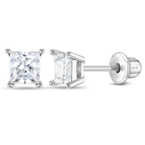 In Season Jewelry My First Princess Solitaire Earrings In Silver