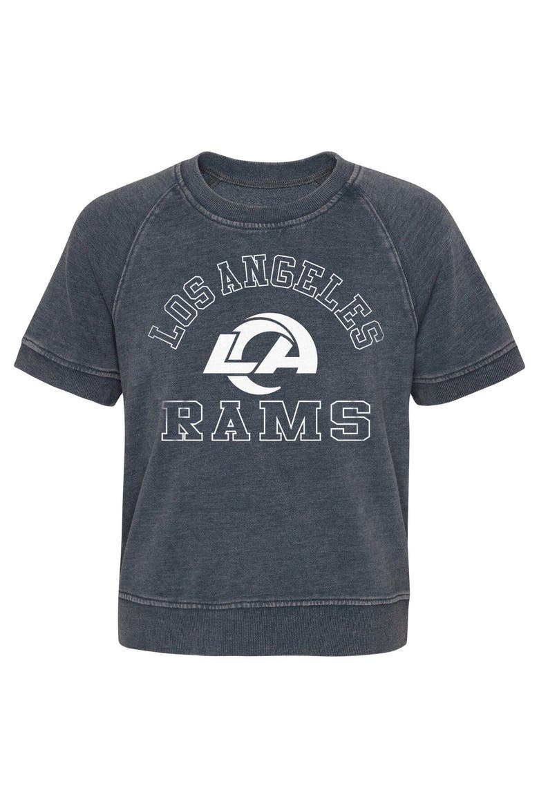 Girls Juniors Heather Charcoal Los Angeles Rams Cheer Squad Raglan T-Shirt, Alternate, color, Heather Charcoal