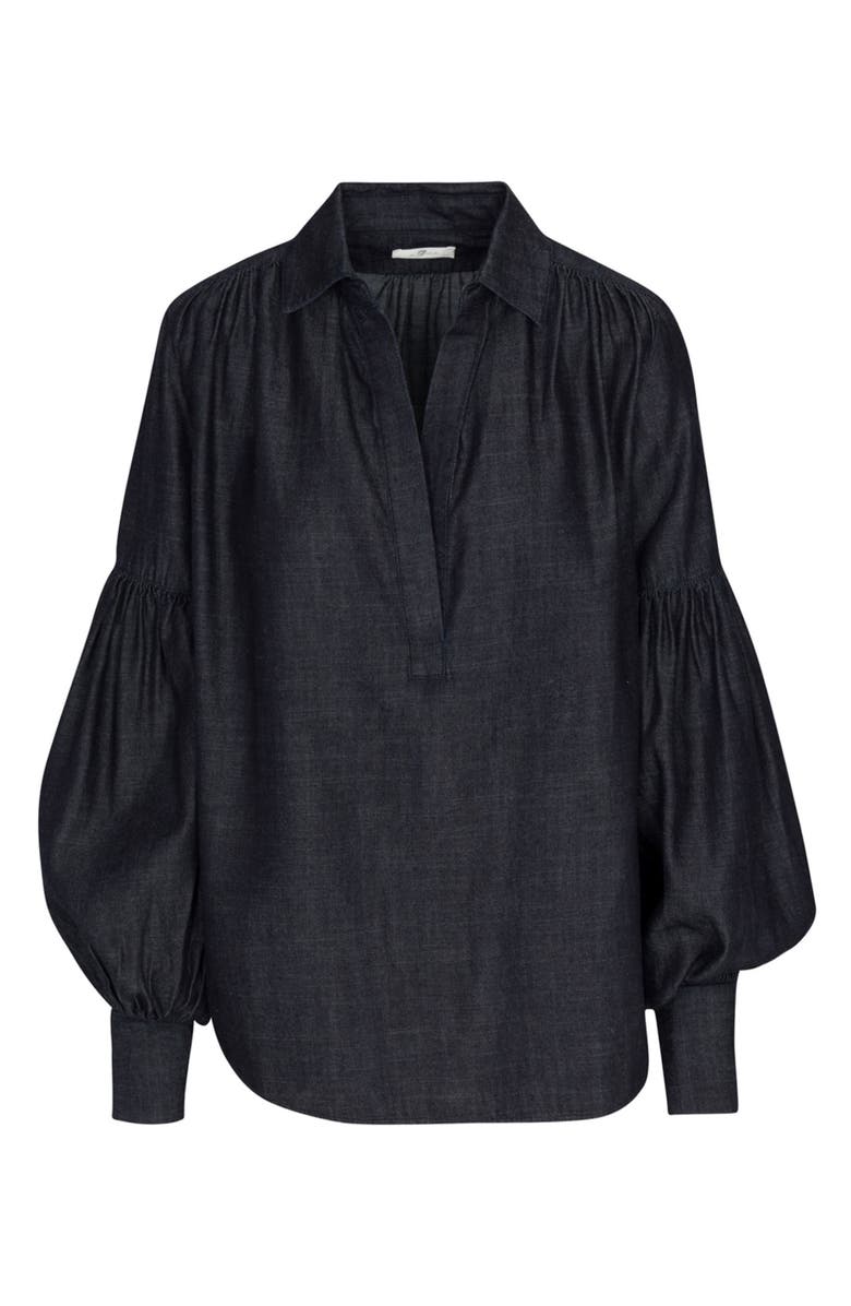 7 For All Mankind Bishop Sleeve Cotton & Hemp Blouse, Main, color,