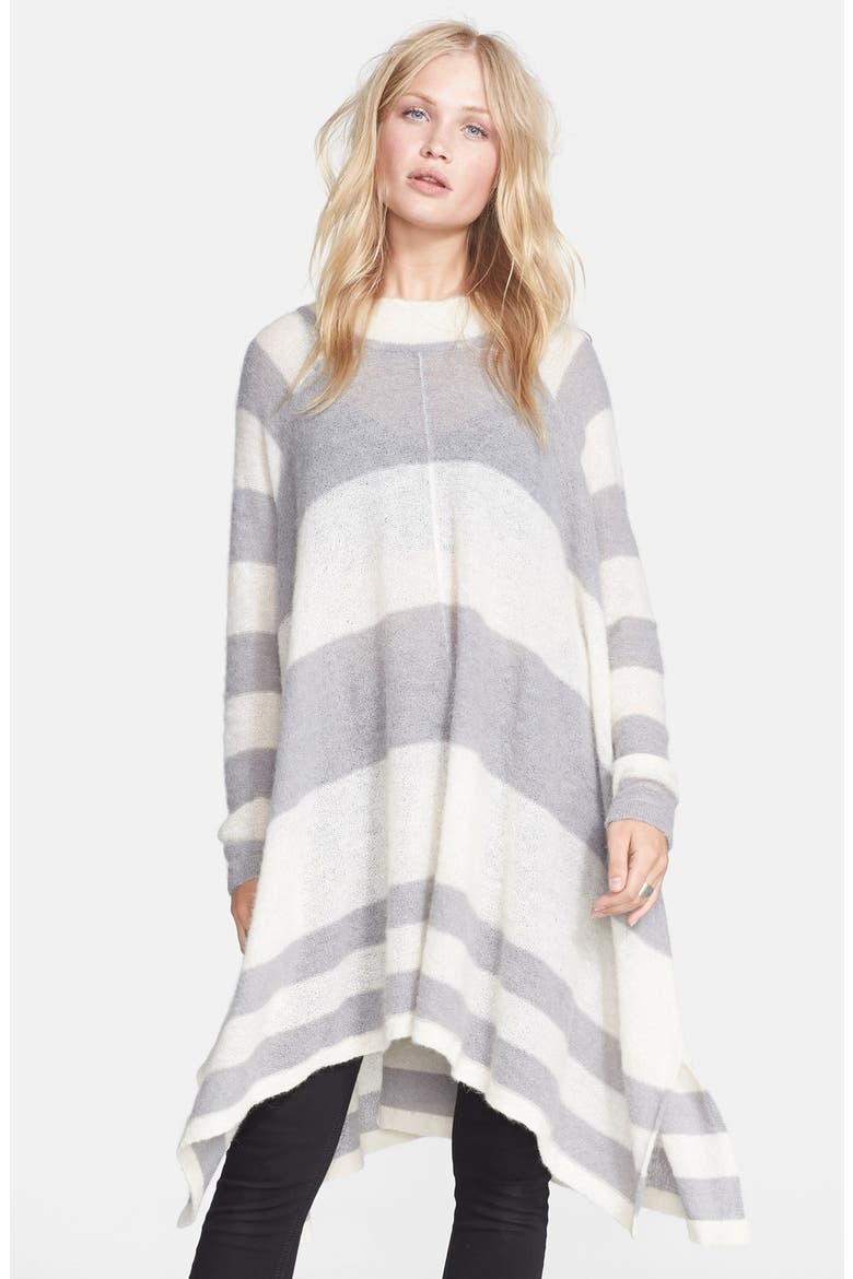 'Lafayette' Stripe Alpaca Blend Poncho, Main, color, CREAM/ GREY COMBO