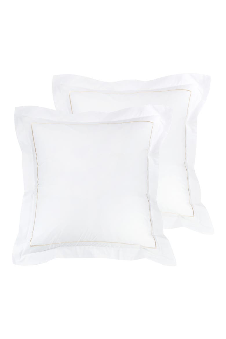 Set of 2 Single Embroidered Line 300 Thread Count 100% Cotton Euro Shams, Main, color, IVORY