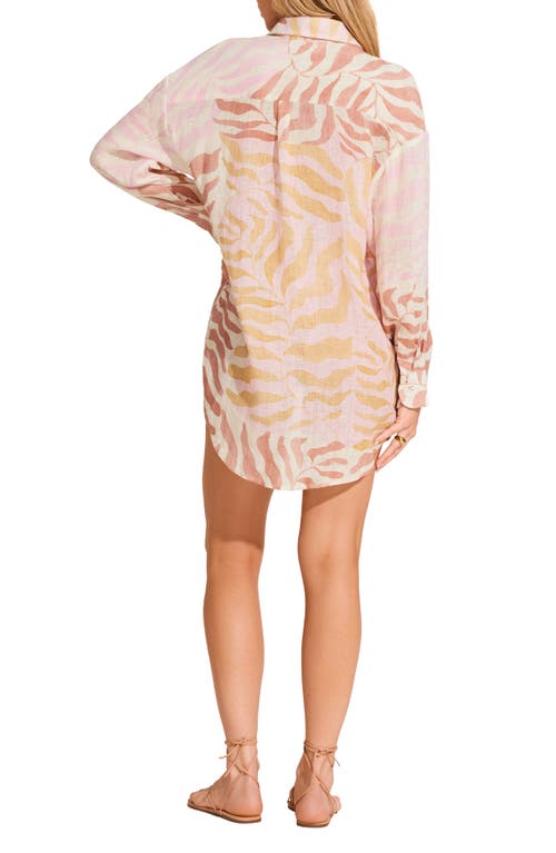 Vitamin A ® Playa Oversize Linen Cover-up Shirt In Gold Coast Ecolinen