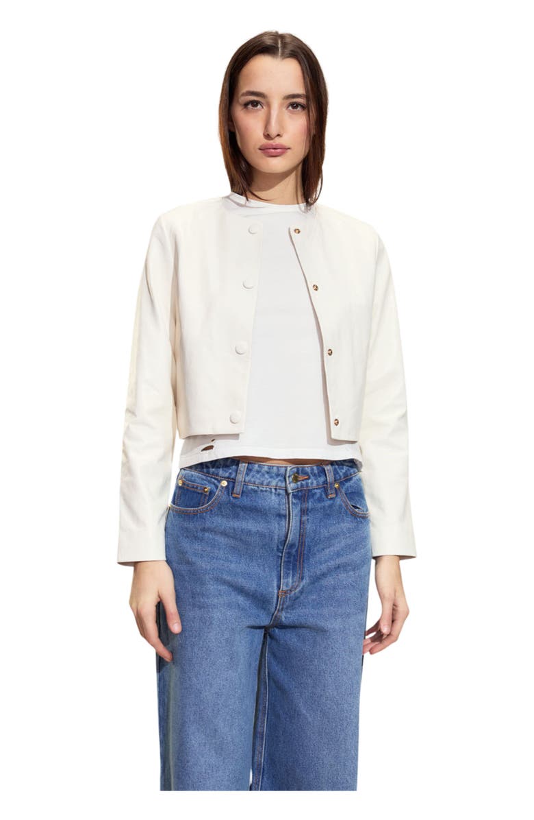 Cynthia Rowley The London Leather Cropped Jacket, Main, color, 