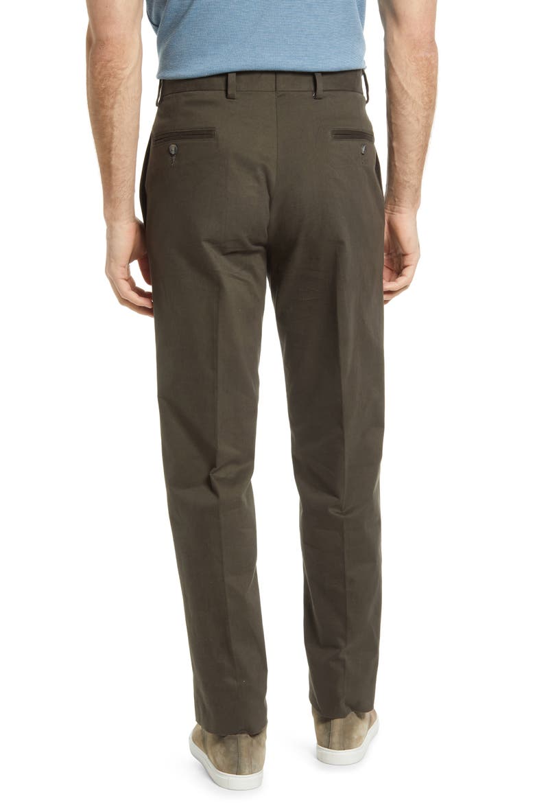 Charleston Khakis Flat Front Stretch Sateen Pants, Alternate, color, OLIVE