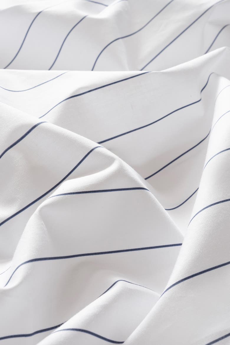 Brito Navy Linear Printed Cotton Percale King Duvet Cover Set, Alternate, color, White
