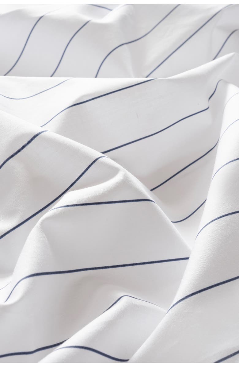 Zsa Zsa Zsu Brito Navy Linear Printed Cotton Percale King Duvet Cover Set, Alternate, color, White