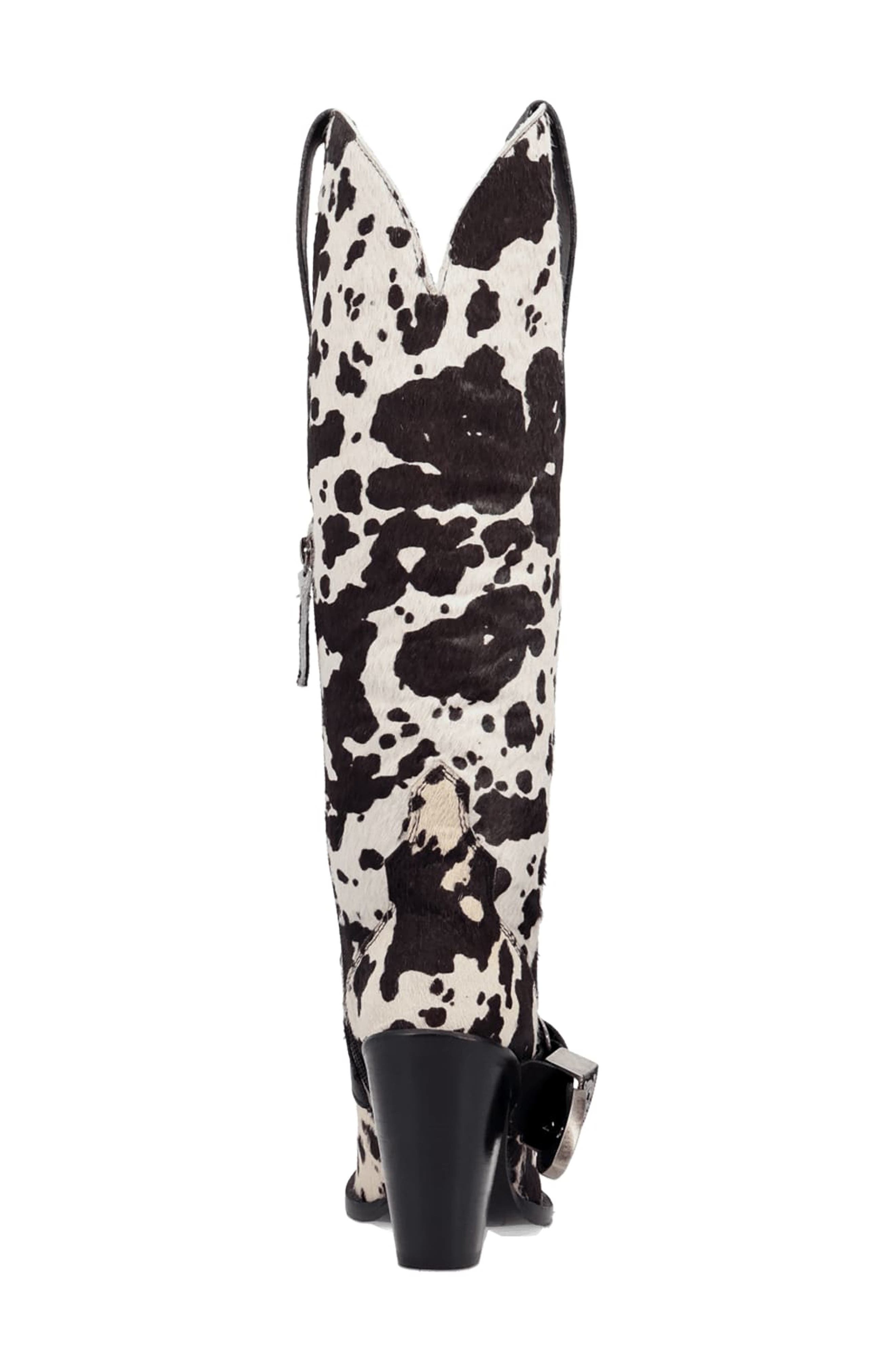 Dingo Spur Crazy Genuine Calf Hair Over the Knee Boot, Alternate, color, Cow Print