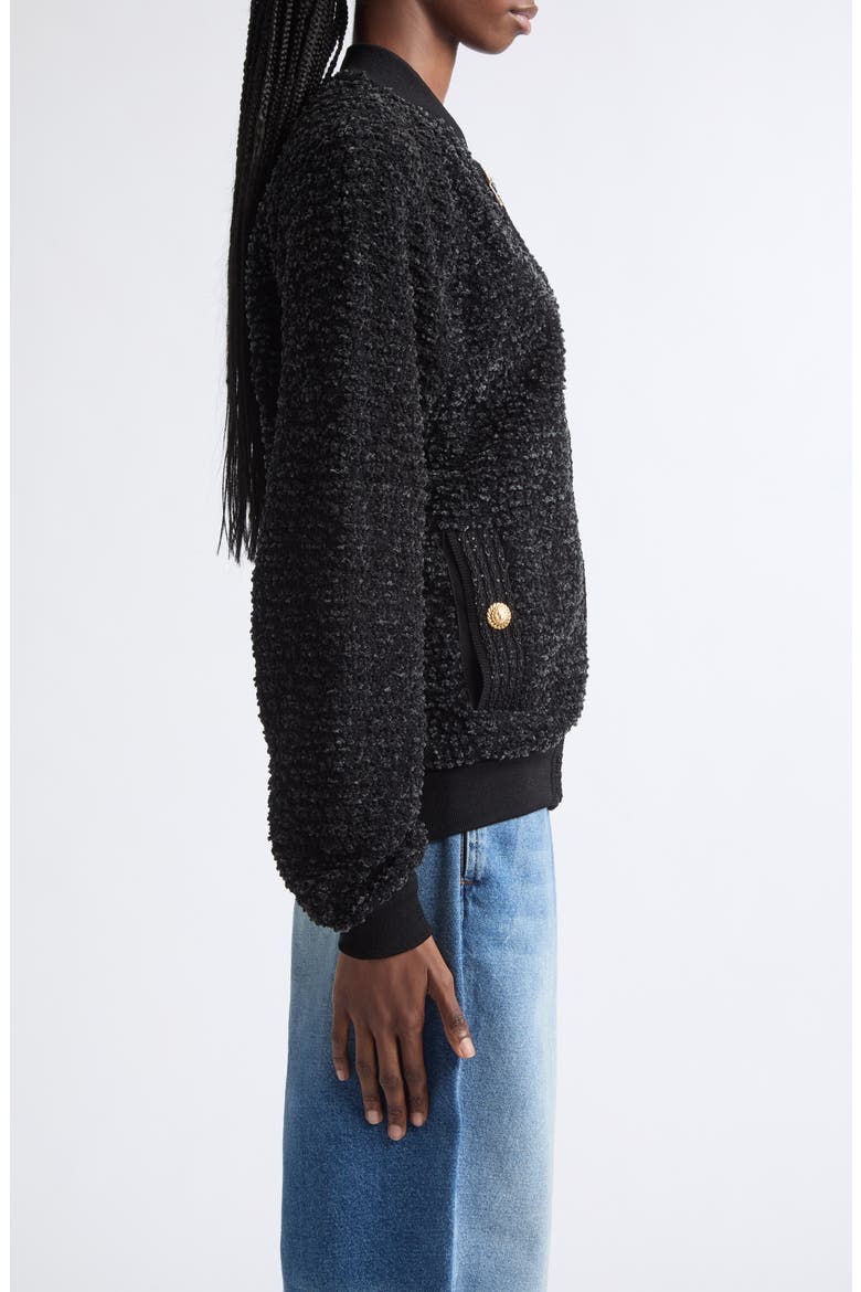 Fluffy Wool & Cotton Blend Tweed Jacket, Alternate, color, 0PA BLACK