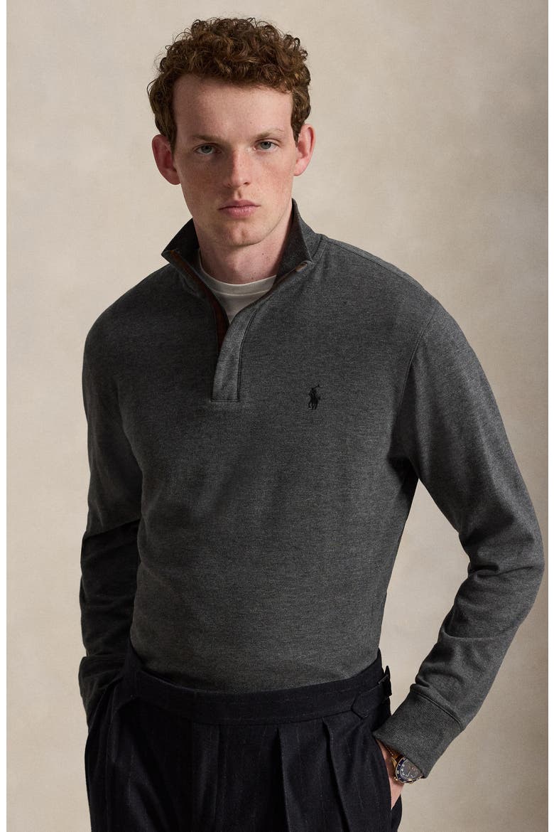 Luxury Cotton Blend Quarter Zip Pullover, Alternate, color, GREY