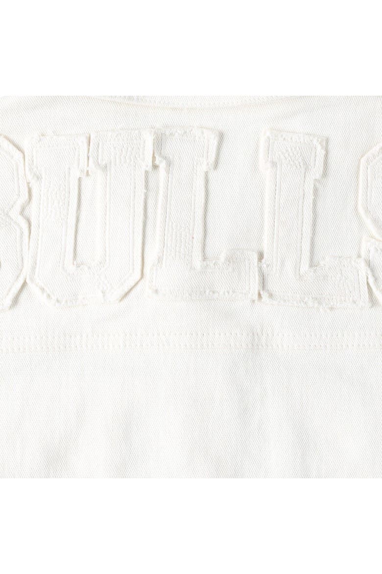 Women's Lusso White Chicago Bulls Swarovski Crystal & Distressed Button-Up Denim Jacket, Alternate, color, White