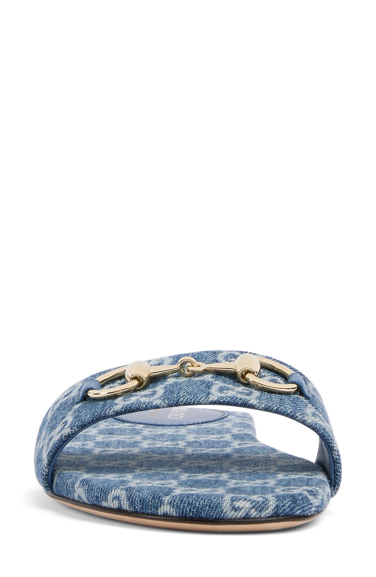 Gucci Siaga Horsebit GG Monogram Slide Sandal, Alternate, color, Blue