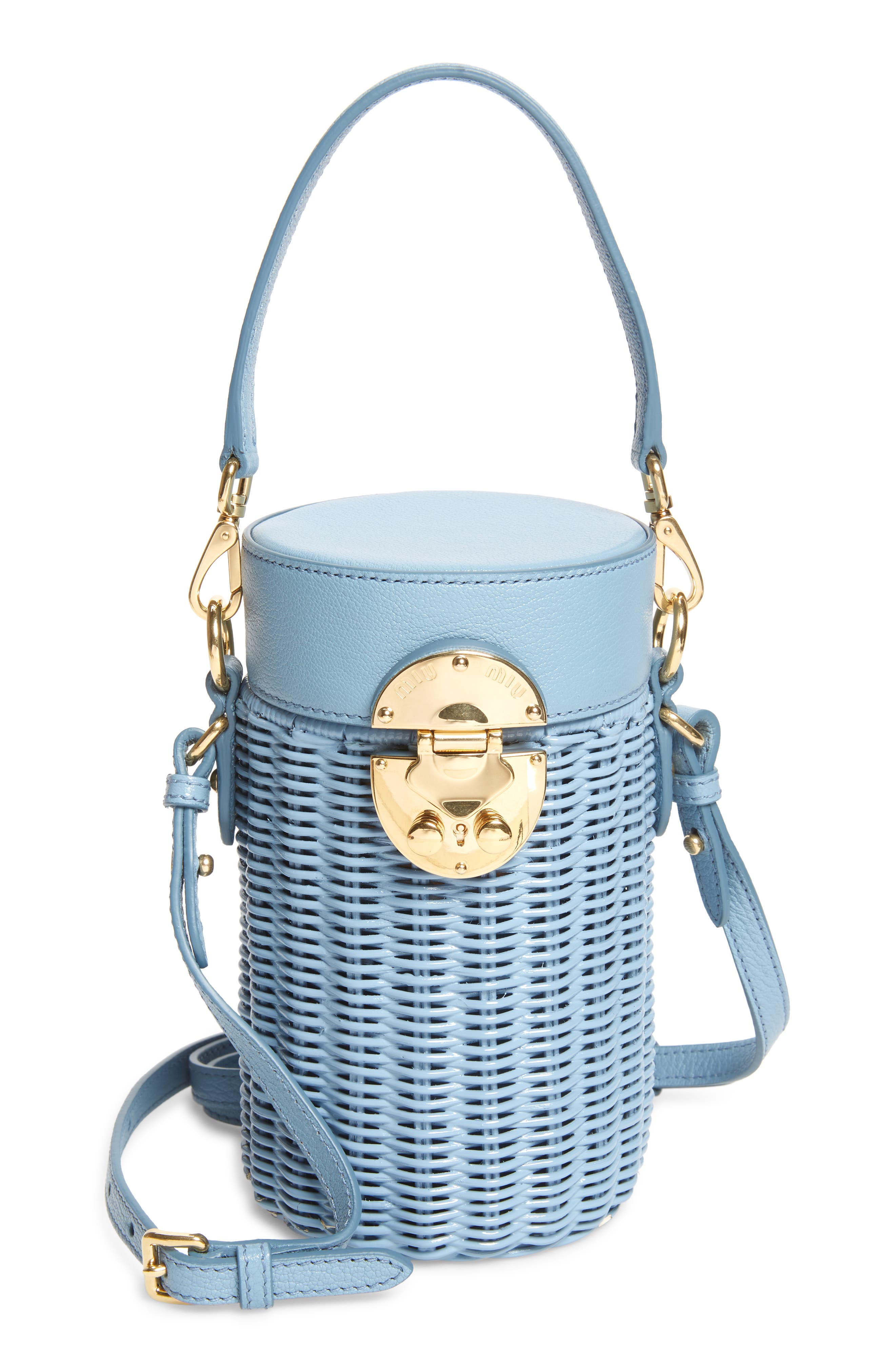 Miu Miu Wicker Canteen Crossbody Bag, Main, color, 