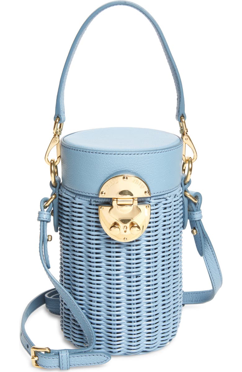Miu Miu Wicker Canteen Crossbody Bag, Main, color,