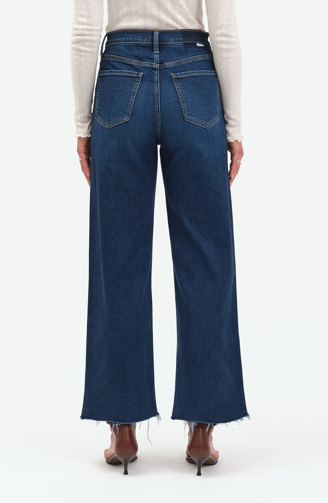 Whiskered Wash Raw Hem Cropped Jeans main image 1