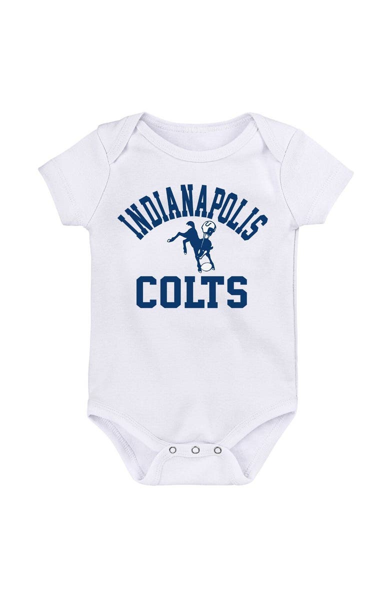 Outerstuff Newborn & Infant Royal/White/Heather Gray Indianapolis Colts Three-Pack Eat, Sleep & Drool Retro Bodysuit Set, Alternate, color, Royal