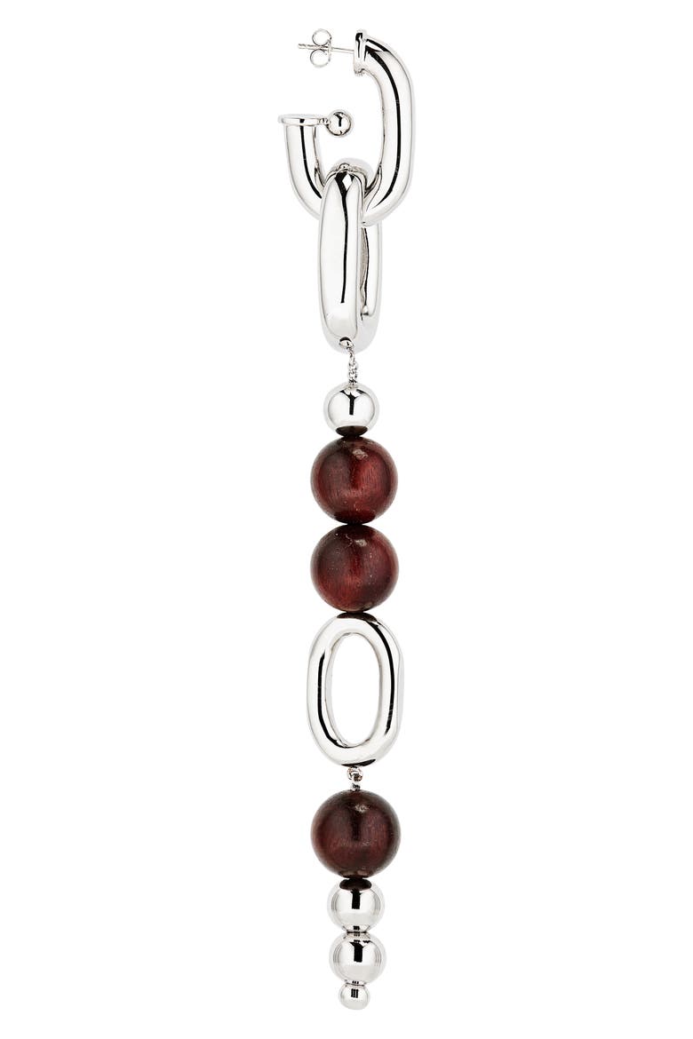 Beaded Drop Earrings, Alternate, color, WOOD / SILVER