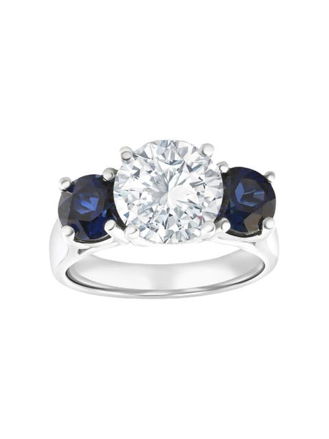 Certified 4Ct Diamond Blue Sapphire Engagement Ring 14k Gold Lab Grown