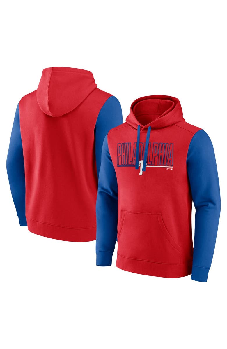 FANATICS Men's Fanatics Red Philadelphia Phillies Outline Fleece Pullover Hoodie, Main, color, 