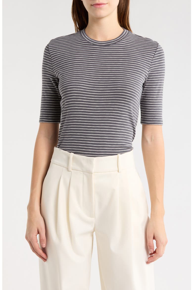 Stripe Elbow Sleeve Cotton Blend Knit Top, Main, color, OCEANA COMBO