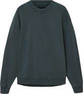 AllSaints Milo Oversize Cotton Fleece Crewneck Sweatshirt