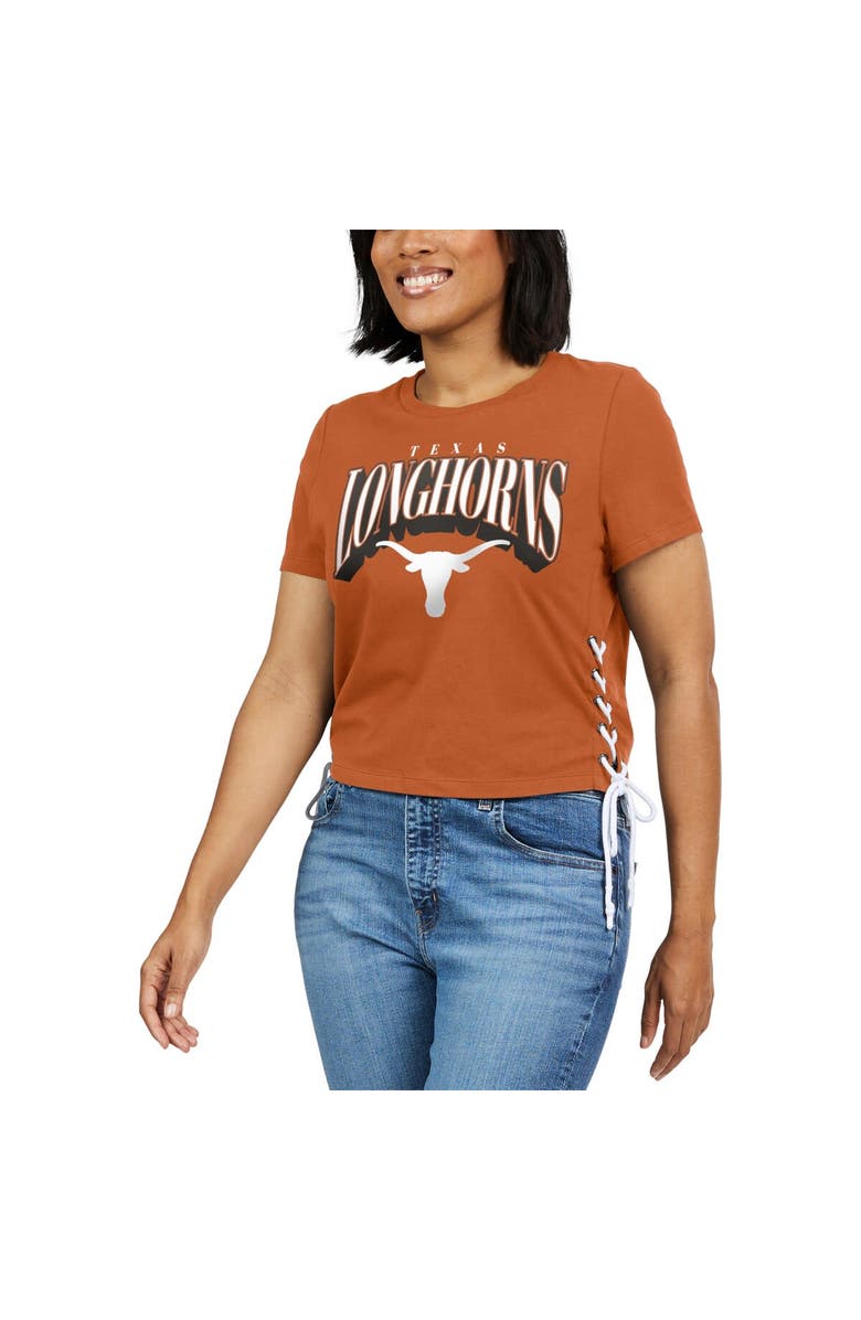 WEAR by Erin Andrews Women's WEAR by Erin Andrews Texas Orange Texas Longhorns Side Lace-Up Modest Crop T-Shirt, Alternate, color, 