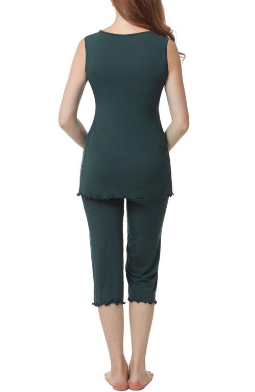 Kimi & Kai Penny Maternity/nursing Pajamas Set In Forest Green
