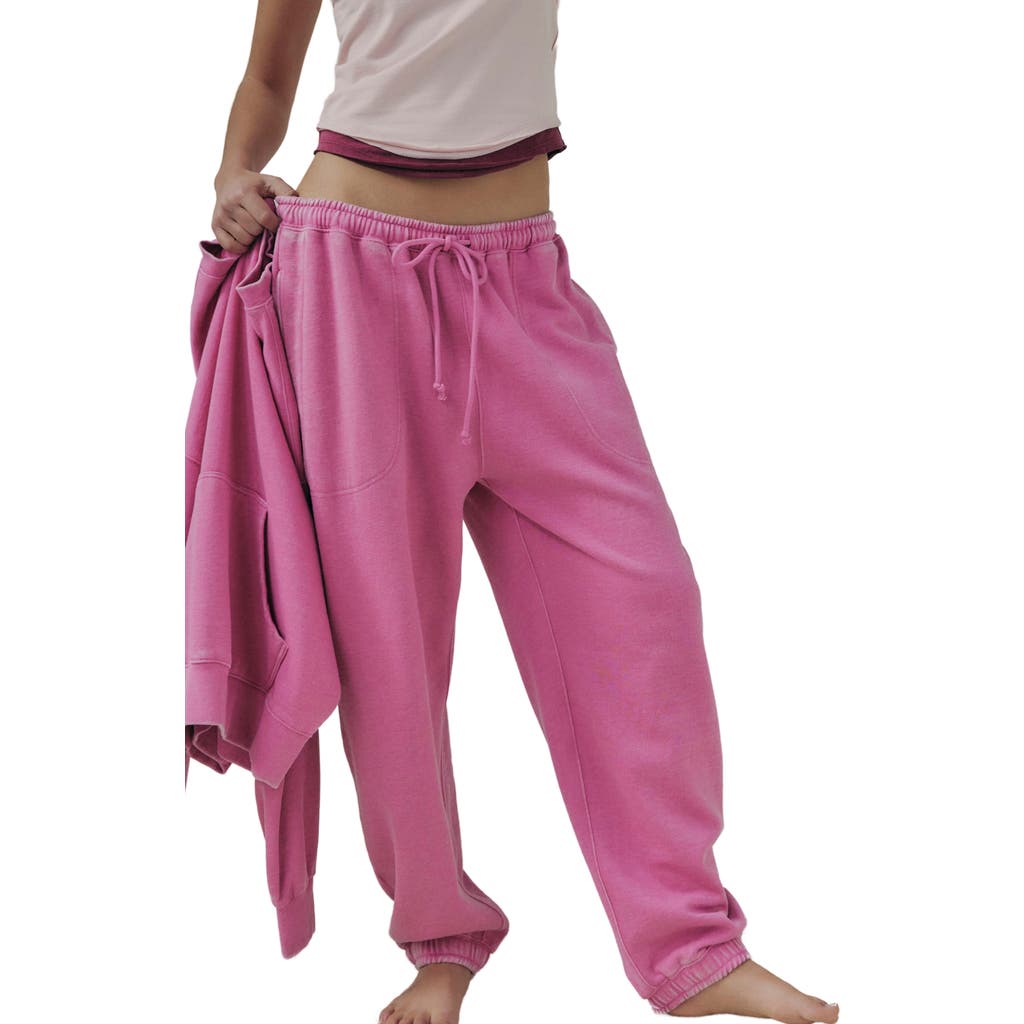 Free People Slow It Down Cotton Blend Joggers In Pink