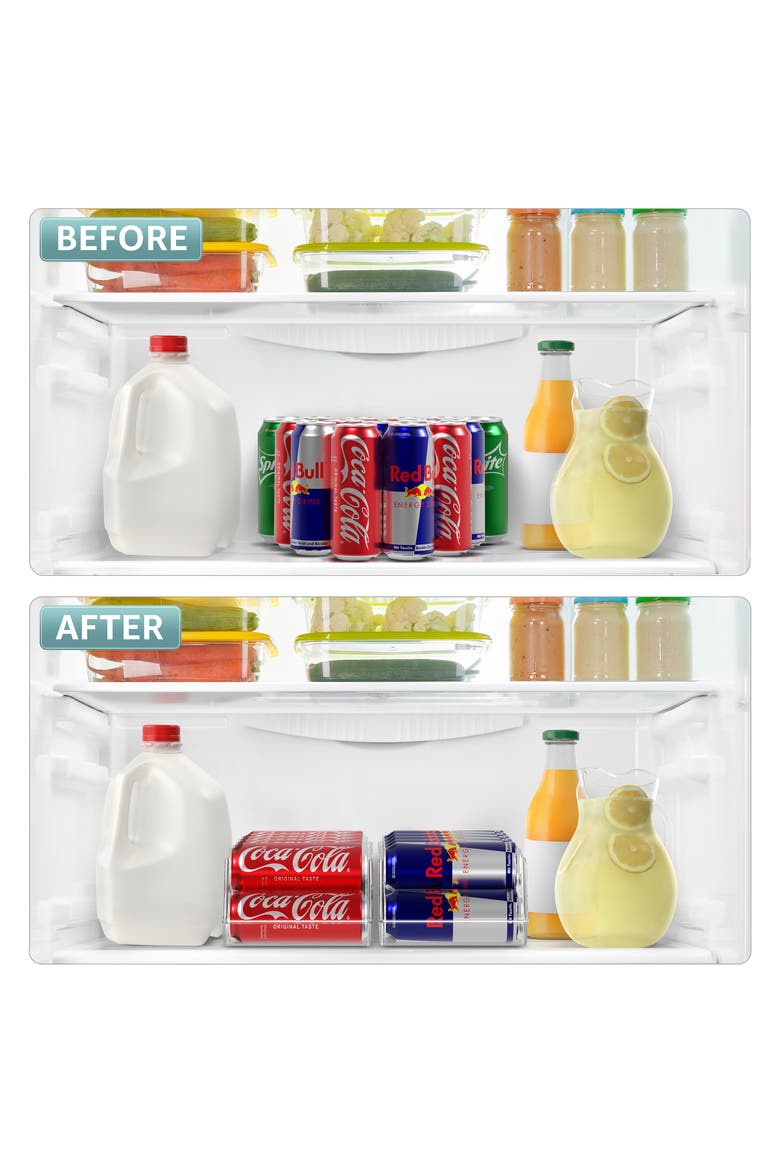 4-Pack Stackable Slim Can Bins, Alternate, color, CLEAR