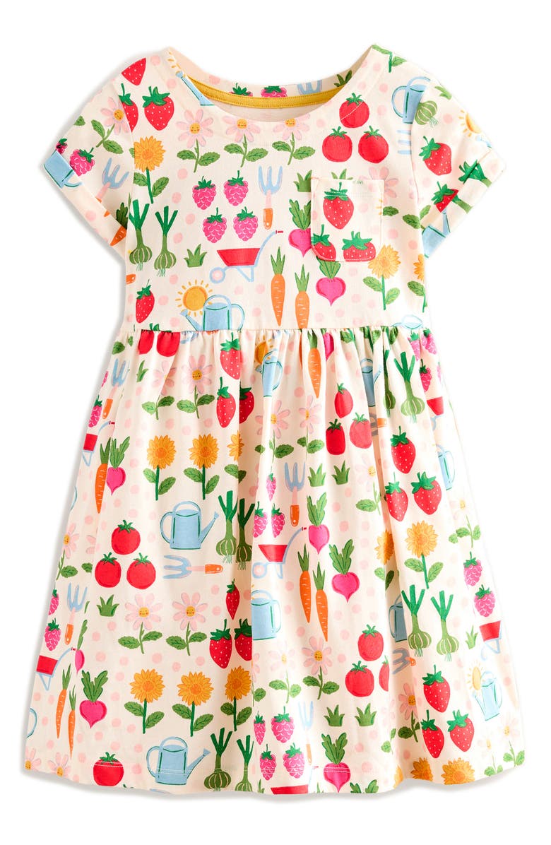 Mini Boden Kids' Garden Print Cotton Dress, Main, color,