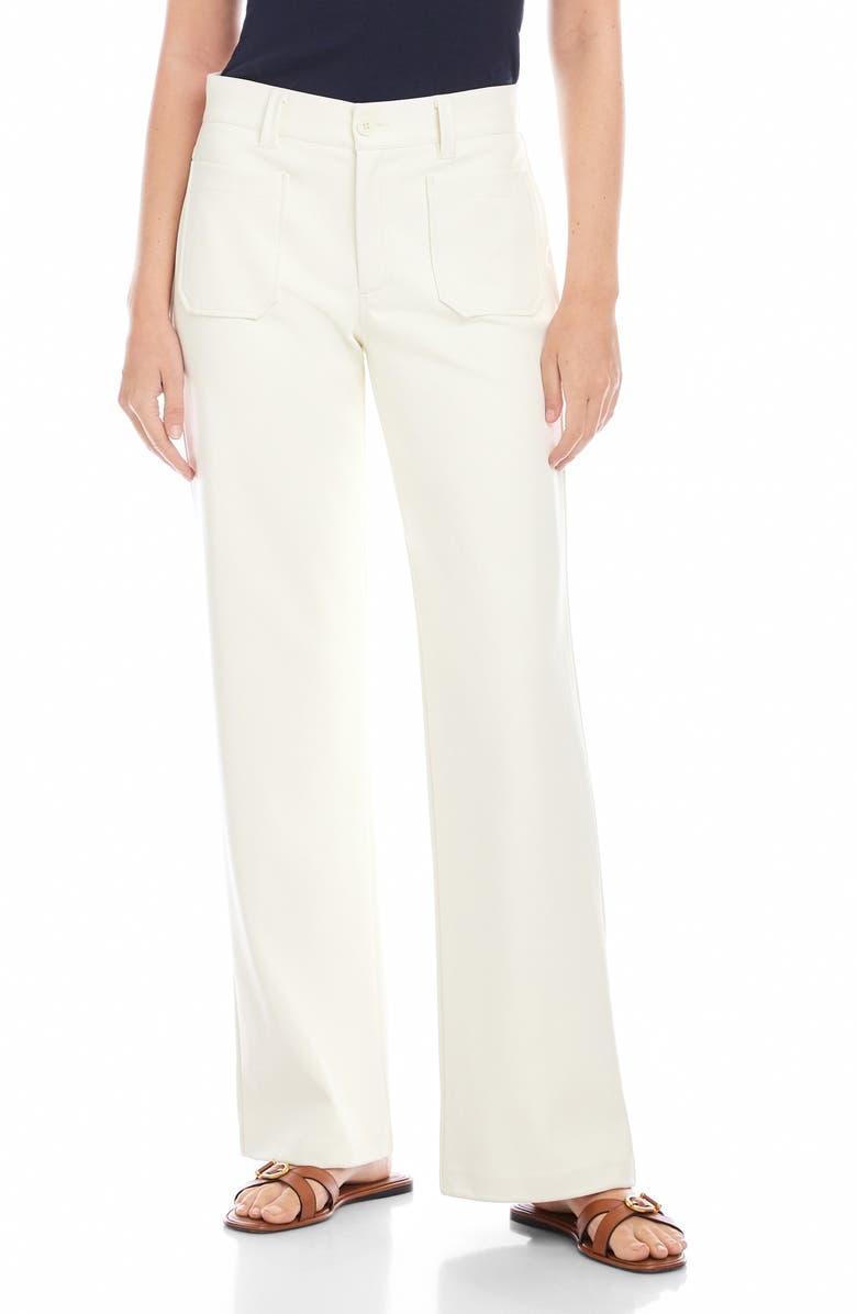 FIFTEEN TWENTY Sophia Crop Faux Leather Wide Leg Pants, Main, color, Bone