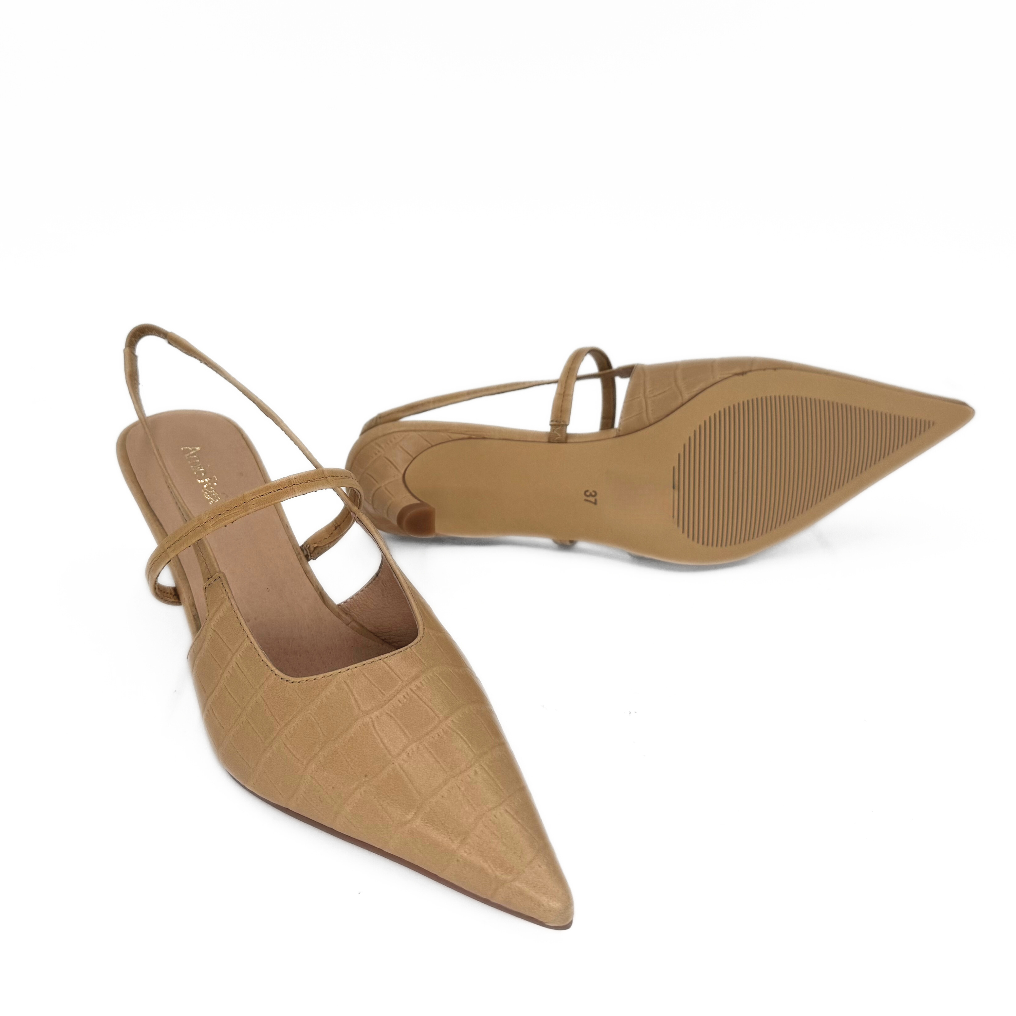 Connie Slingback Leather Heels, Alternate, color, Beige
