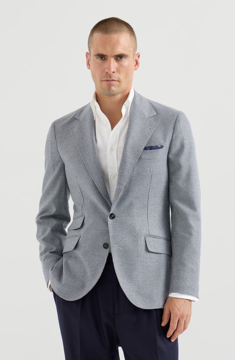 Cashmere and silk houndstooth flannel deconstructed Cavallo blazer