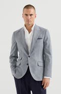 Brunello Cucinelli Cashmere and silk houndstooth flannel deconstructed Cavallo blazer